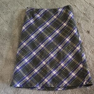 Plaid A-Line Skirt in Black and Purple
